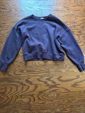 Cropped Crewneck Sweatshirt in Deep Plum